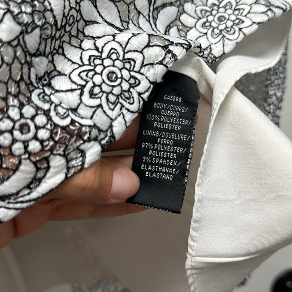 MONIQUE LHUILLIER Short Sleeve Embroidered Lace Mini Dress - Picture 9 of 15
